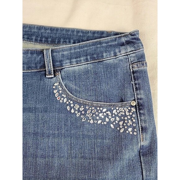 Soft Surroundinsg Jeans Womens 24 48x29 High Rise Boot Spangle Blue Stretch - Picture 6 of 16